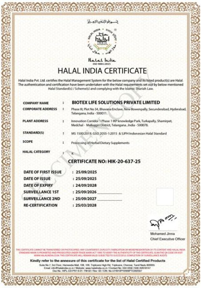 Biotex Life Solutions Certification 11